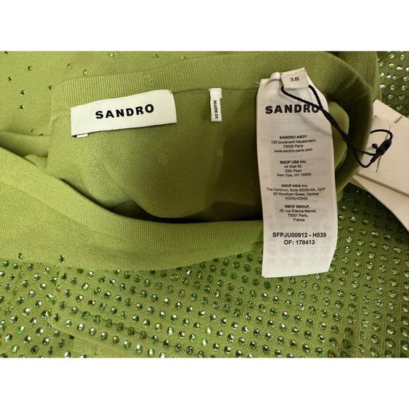 SANDRO Manray Crystal-Embellished Midi Skirt Sz 6 New with Tags - Picture 12 of 16